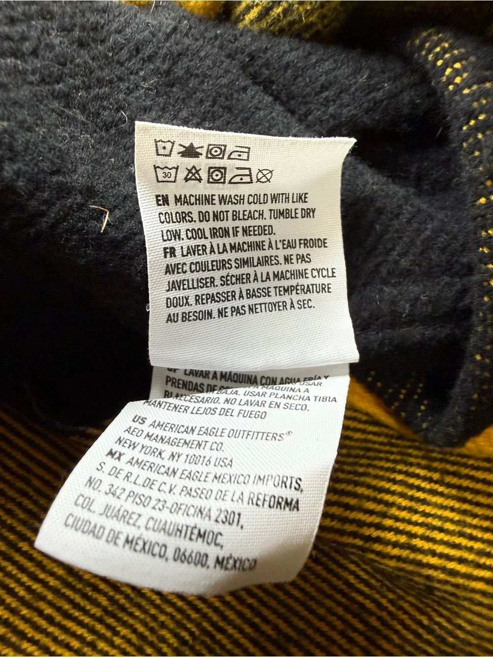 American Eagle Outfitters Yellow and Black Buffalo Plaid Button-Down